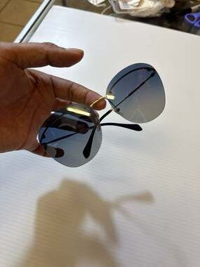 Miu Miu Noir Rimless Blue Gradient Aviator Sunglasses